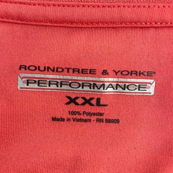 Roundtree & Yorke Performance Orange Navy Stripe Golf Polo Shirt Mens Size XXL - Picture 4 of 11